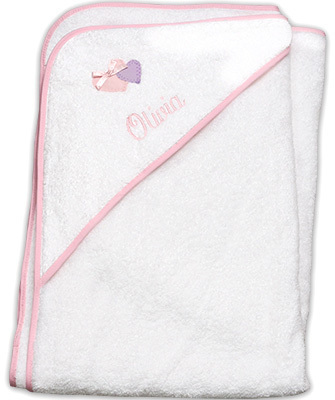 Baby's Bath Hooded Towel with Hearts